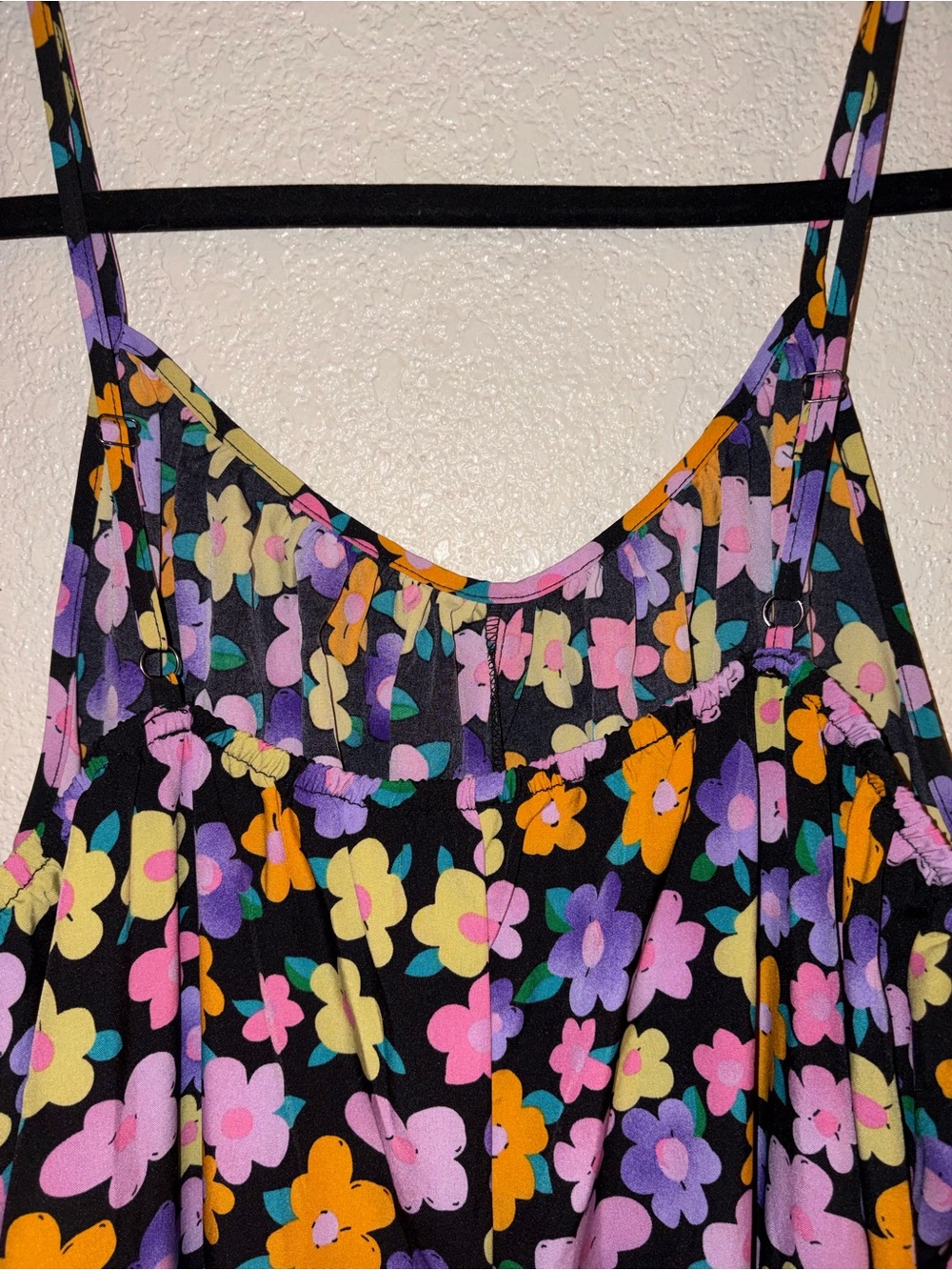 🌼EUC SHEIN "All Over Happy🙂Floral🌼 Wide Leg Jumpsuit w/Pockets🤗" Black🖤 Sz 2XL - Picture 9 of 12
